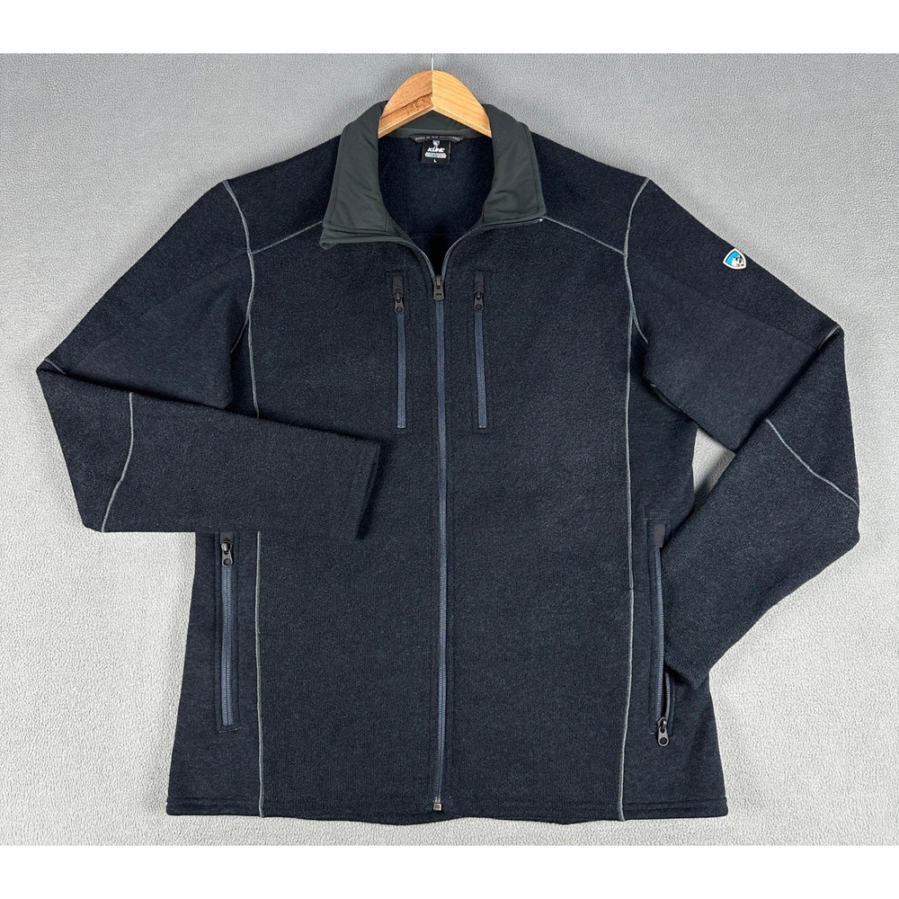 KUHL Jacket Mens Large Dark Blue Interceptr Full Zip Fleece Hybrid Performance